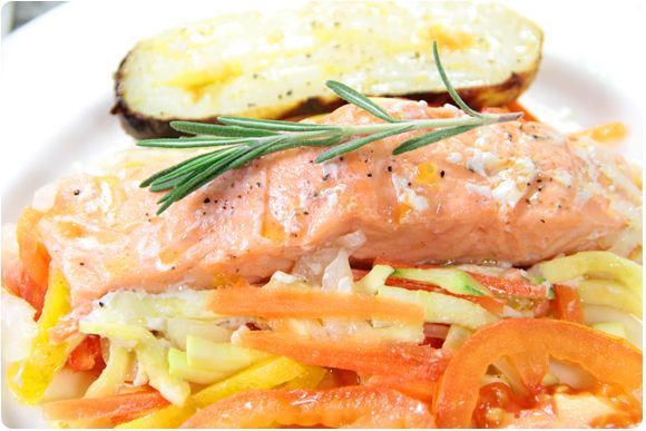 Minero Albardilla milagro Salmón al horno con verduras y patatas – Blog Dieta Saludable
